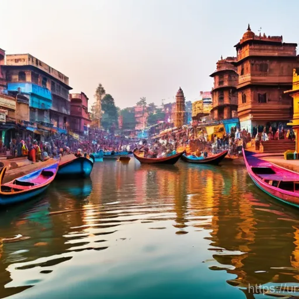 힌두교 성지 바라나시 - Here are three detailed image prompts in English, designed to capture the essence of Varanasi as des...