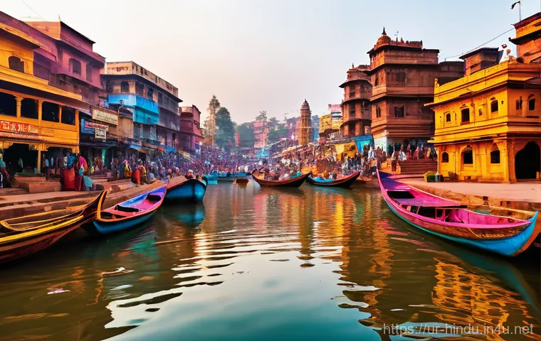 힌두교 성지 바라나시 - Here are three detailed image prompts in English, designed to capture the essence of Varanasi as des...