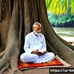Home 15 힌두교와 교육 - **Ancient Gurukul Learning in a Serene Forest:**
"A wise, elderly guru with a long white beard, ...